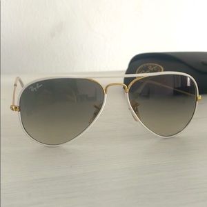 authentic Ray Ban white aviators sunglasses (women’s)